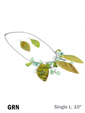 LEAF SHELL BEAD NECKLACE AND EARRING SET LEAF SHELL BEAD NECKLACE AND EARRING SET